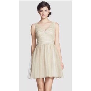 Aidan by Aidan Mattox Gold Metallic‎ Fit & Flare Dress Women's Size 8 Party